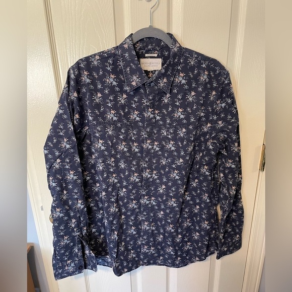 Denim & Supply Blue Floral Large Mens Ling Sleeve - Picture 1 of 6